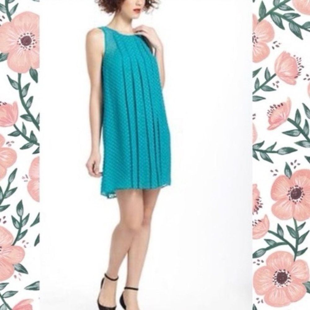 Anthropology Sleeveless Teal Pleated Mini Dress - Women